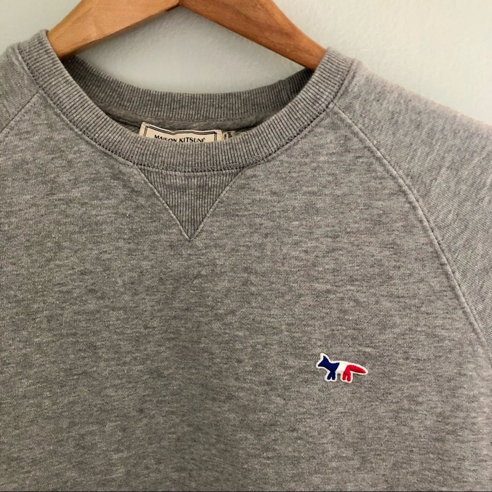 Maison Kitsune heather grey sweatshirt with logo